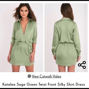 Olive silk dress